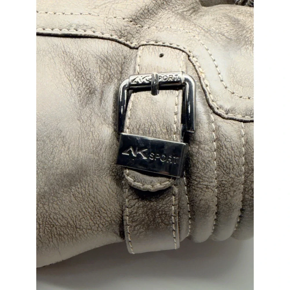 Anne Klein Sport‎ Women's Sz 9.5 Taupe/Brown Lanette Moto Buckle Ankle Boots